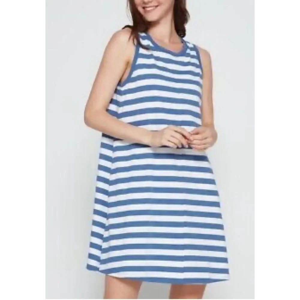 Gap blue striped swing tank dress xs